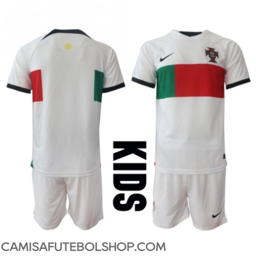 Camisa de time de futebol Portugal Replicas 2º Equipamento Infantil Mundo 2022 Manga Curta (+ Calças curtas)
